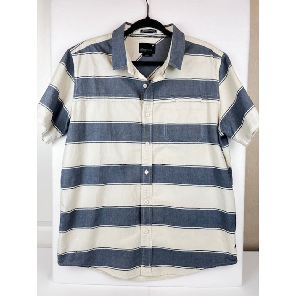 Tavik Modern Beach Culture‎ Mens Blue White Striped Short Sleeve Button Down L